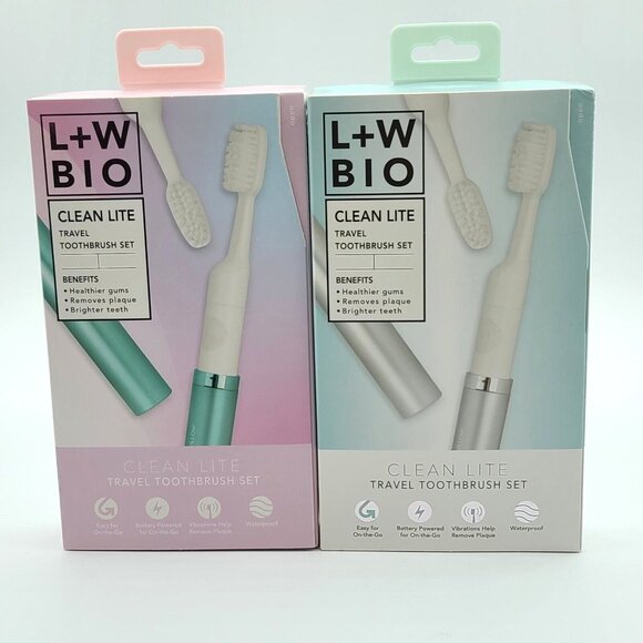 Luxe Willow L+ W Bio Clean Lite Battery Powered Travel Toothbrush (Set of 2) NEW - Picture 1 of 15